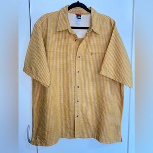The North Face Yellow button up plaid short sleeve Men's Shirt